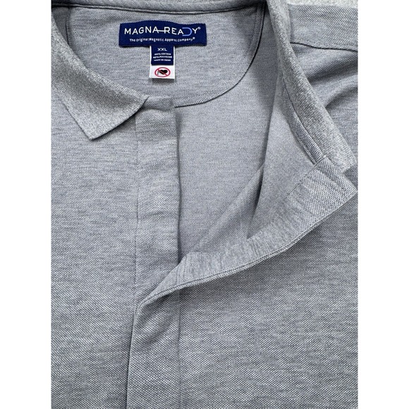 Magna Ready Shirt Mens XXL Gray Faux Polo Magnetic Buttons Adaptive Apparel - Picture 5 of 12
